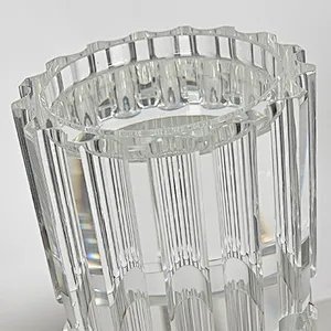 Hand grooving gear pillar solid crystal glass candlestick for dining-table