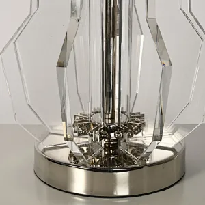 Modern style geometry crystal glass bedside table lamp with linen lampshade for living room bedroom