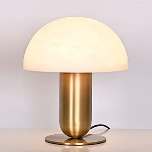 Antique brass mushroom alabaster bedside table lamp for bedroom and dining-table