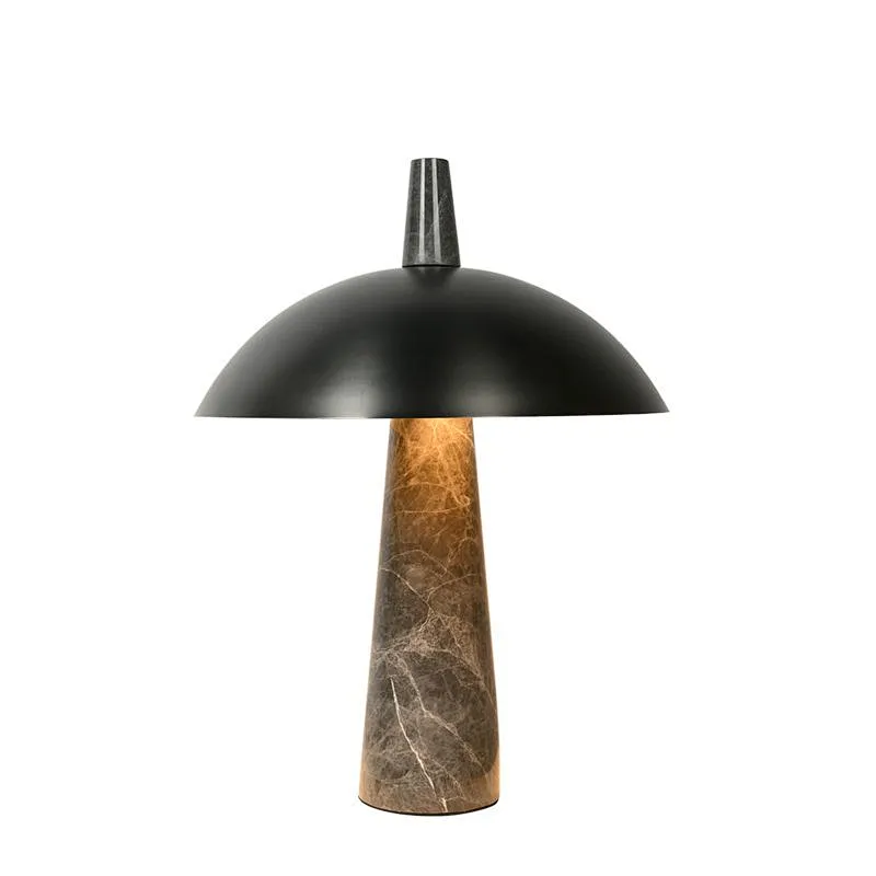 Bronze shade grey marble pillar retro bedside table lamp for bedroom