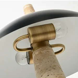 Bronze shade travertine stone pillar retro bedside table lamp for living room sofa lamp
