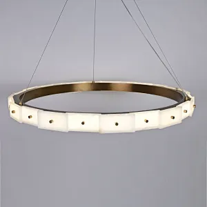 Antique brass finish LED light source layered alabaster decorative ring pendant light for restaurant and living room
