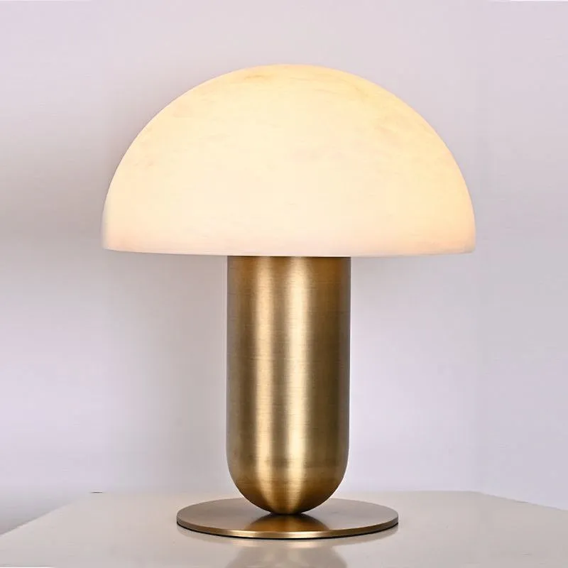 Antique brass mushroom alabaster desk table lamp for living room and study
