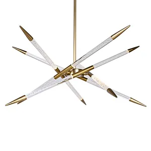 Antique brass finish LED light source bubble acrylic spik chandelier for restaurant and living room
