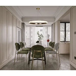 Antique brass finish LED light source layered alabaster decorative ring pendant light for restaurant and living room