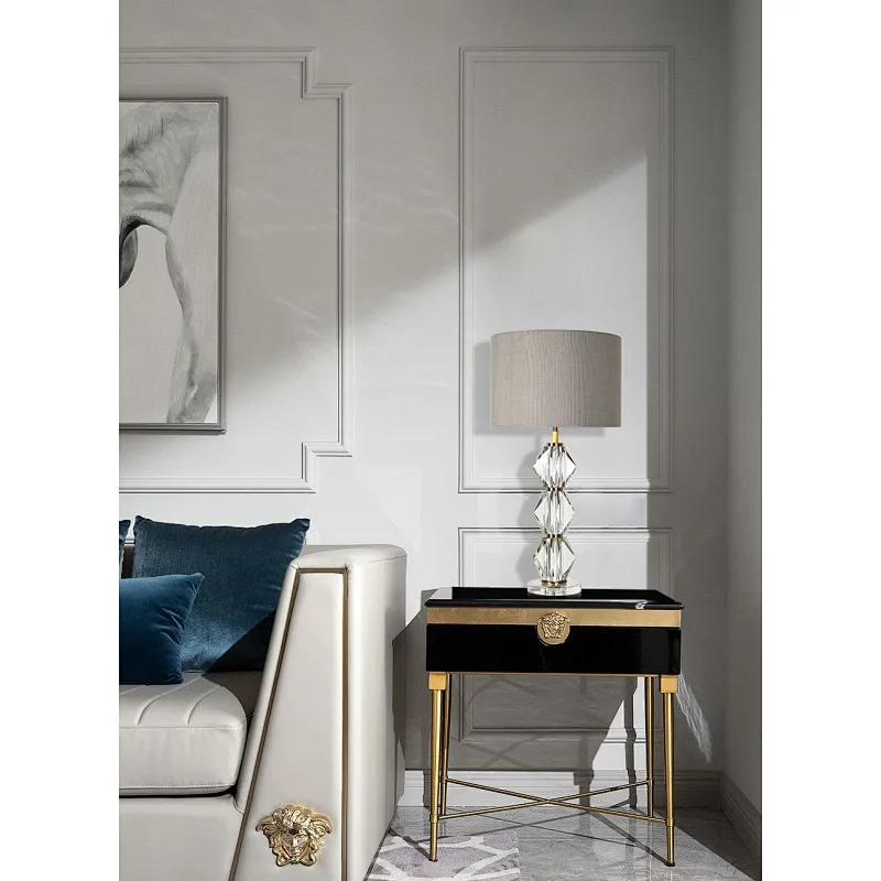 Modern style prismatic cube solid crystal glass bedside table lamp for living room sofa lamp