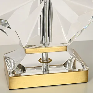Snow flake solid crystal glass bedside table lamp with fabric lampshade for living room sofa lamp