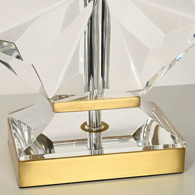 Snow flake solid crystal glass bedside table lamp with fabric lampshade for living room sofa lamp