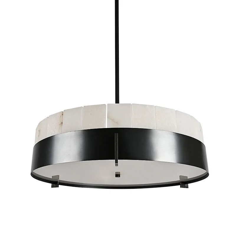 Simple luxury circular slice alabaster restaurant pendant light
