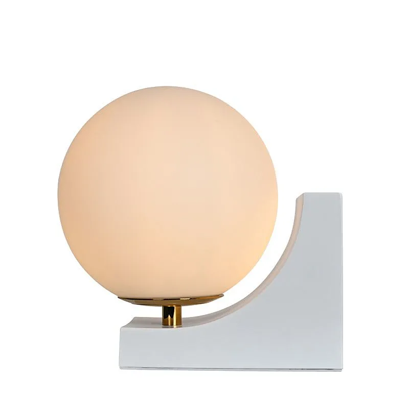 White slop sunshine milky glass gall bedside table lamp for bedroom and coffee table
