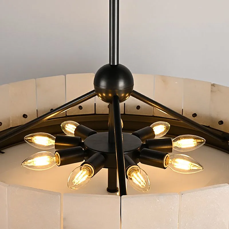 Simple luxury circular slice alabaster restaurant pendant light