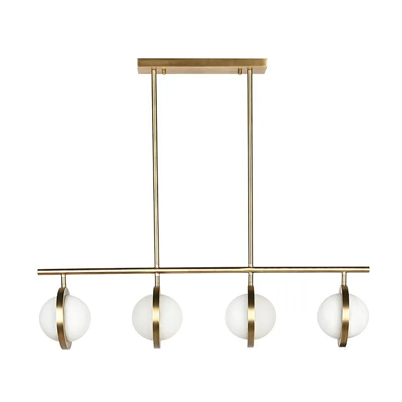 Antique brass finish 4 planet balls alabaster restaurant pendant light