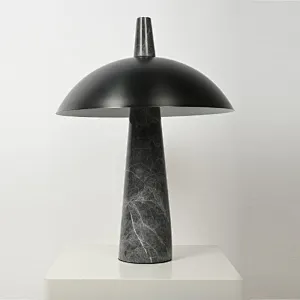 Bronze shade grey marble pillar retro bedside table lamp for bedroom