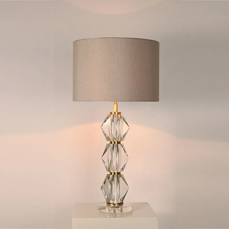 Modern style prismatic cube solid crystal glass bedside table lamp for living room sofa lamp