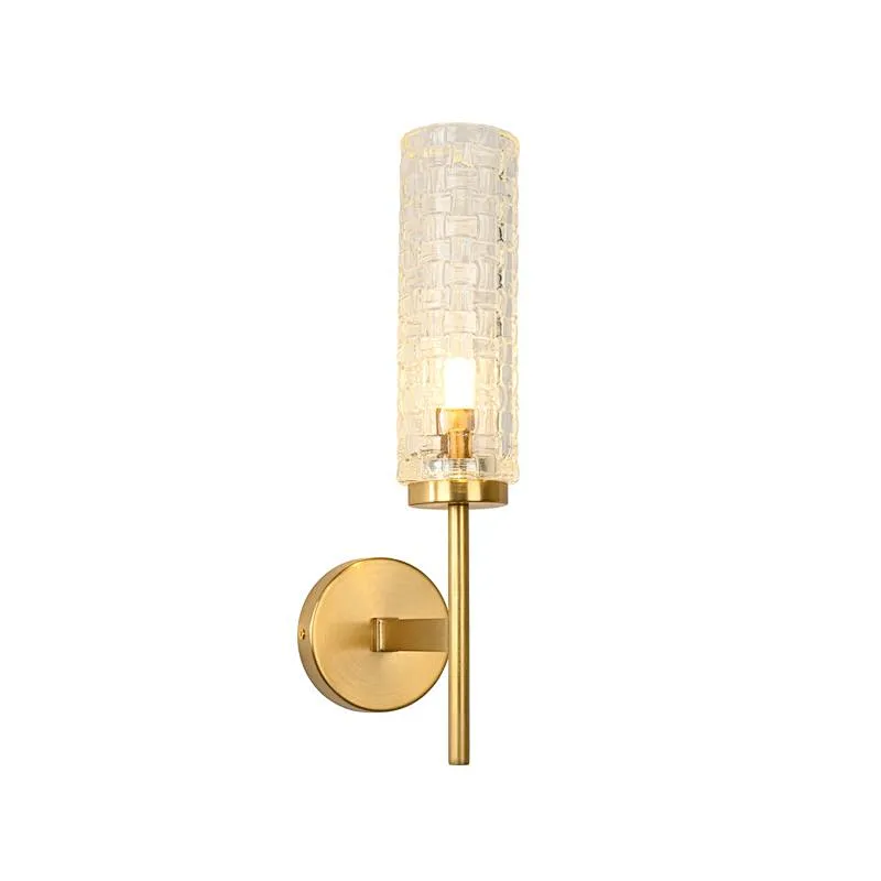 Antique brass finish woven textured glass wall sconce lamp