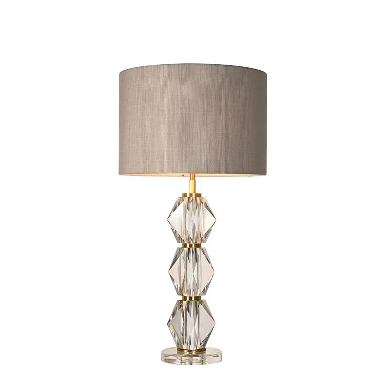 Modern style prismatic cube solid crystal glass bedside table lamp for living room sofa lamp