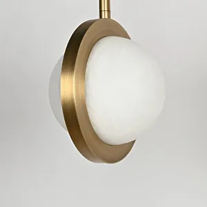 Antique brass finish 4 planet balls alabaster restaurant pendant light
