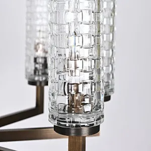 Vintage brass finish woven textured glass chandelier for living room