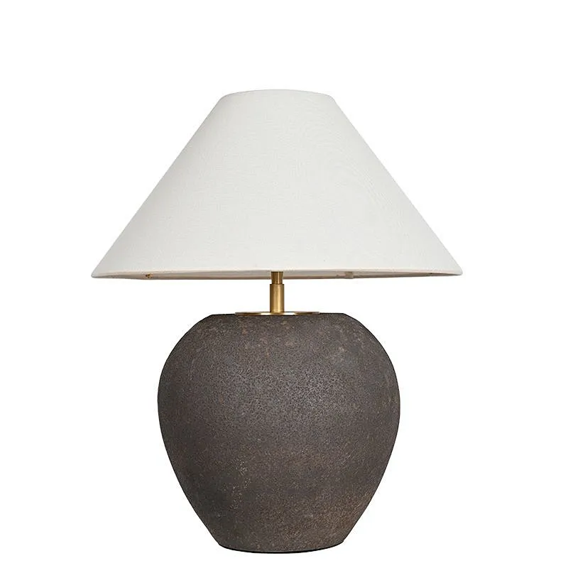 Wabi-Sabi Style Handmade Pottery Black Iron Retro Table Lamp Ceramic Table Lamp For Living Room