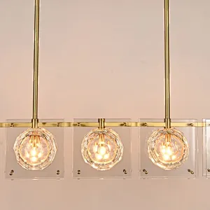Honeycomb crystal glass balls long pendant light for restaurant