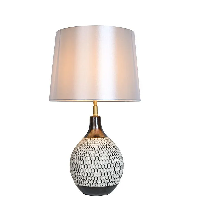 Wabi-Sabi pottery moulded honeycomb simple retro table lamp for living room