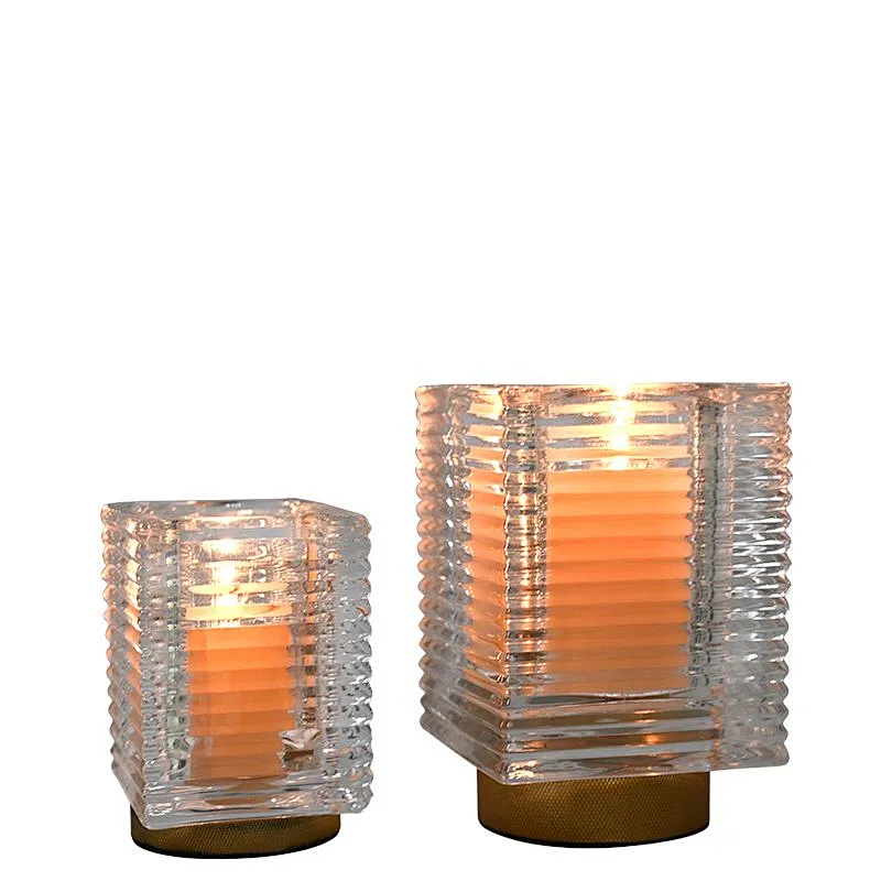 Diamond Knurled Base Mini Layering Glass Ice-cube Candlestick