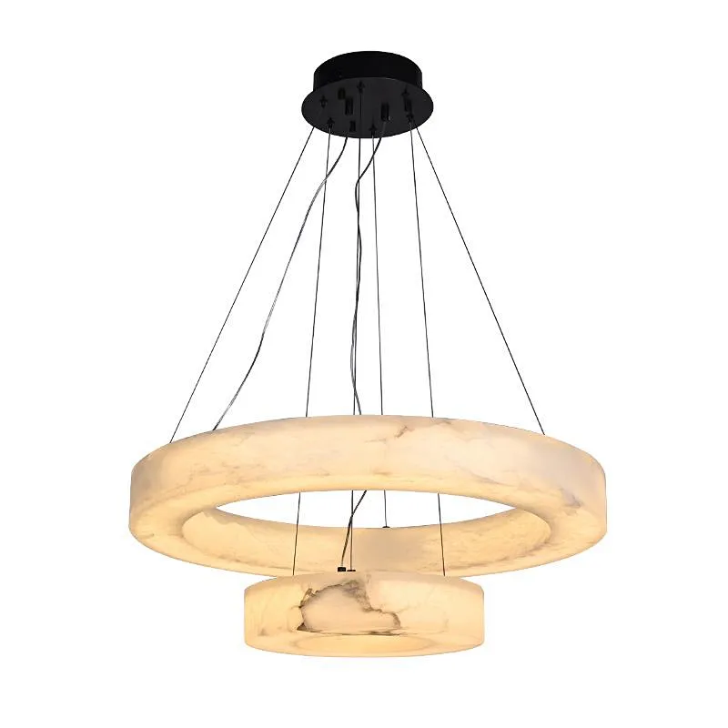 LED light source luxury alabaster ring chandelier pendant light for restaurant and living room