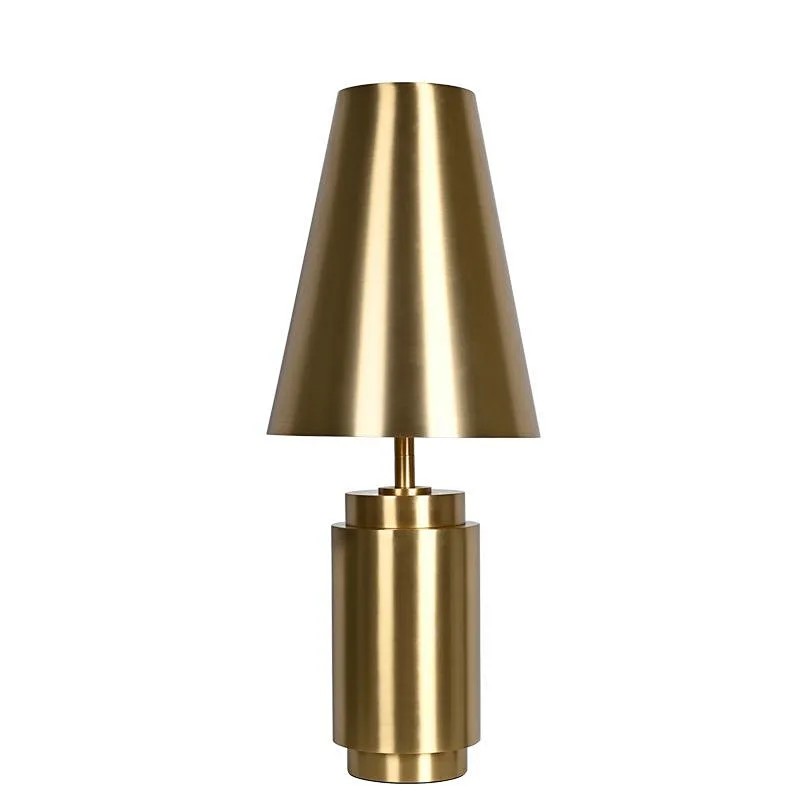 Antique brass metal finish metal shade table lamp for desk and nightstand