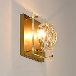 Honeycomb crystal glass ball antique brass finish sconce wall lamp for bedroom living room