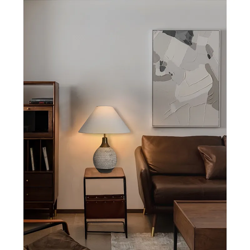 Wabi-Sabi pottery moulded honeycomb simple retro table lamp for living room
