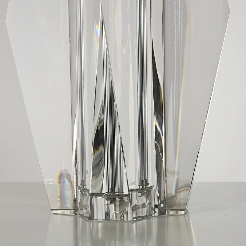 Modern Prismatic Geometric solid crystal glass fabric shade table lamp for living room bedroom