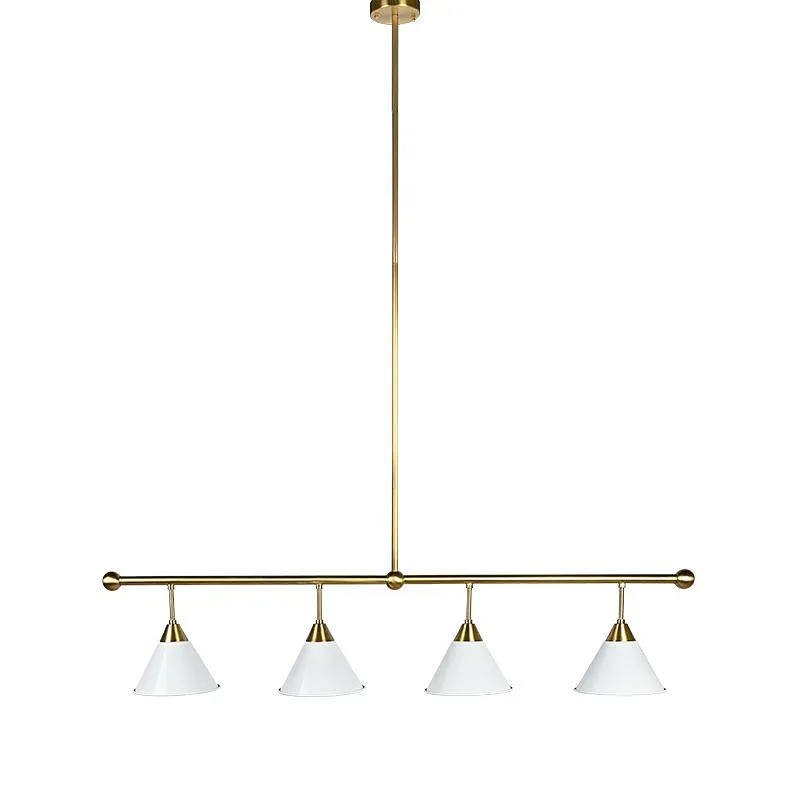 Concise antique brass finish white shade pendant light for restaurant dining room