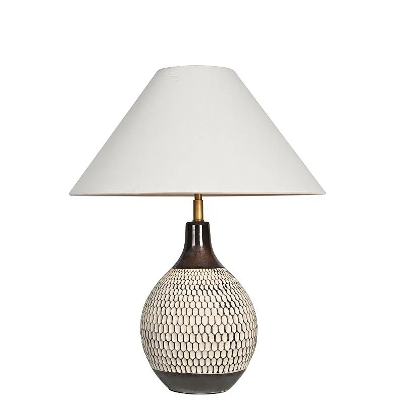Wabi-Sabi pottery moulded honeycomb simple retro table lamp for living room