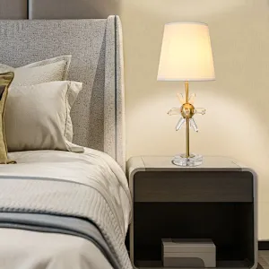 Modern style sunlight natural crystal fabric lampshade bedside table lamp for living room bedroom