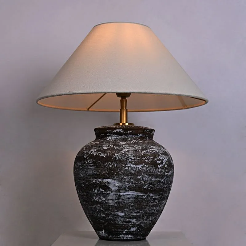 Vintage Handmade Rustic Wabi Sabi Inspired Pottery Ceramic Table Lamp