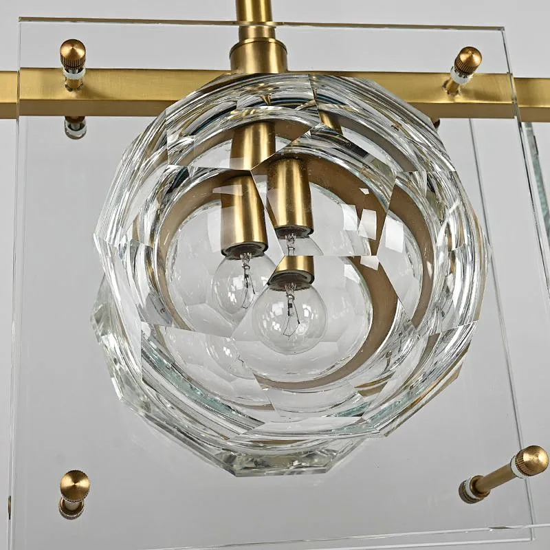 Honeycomb crystal glass balls long pendant light for restaurant