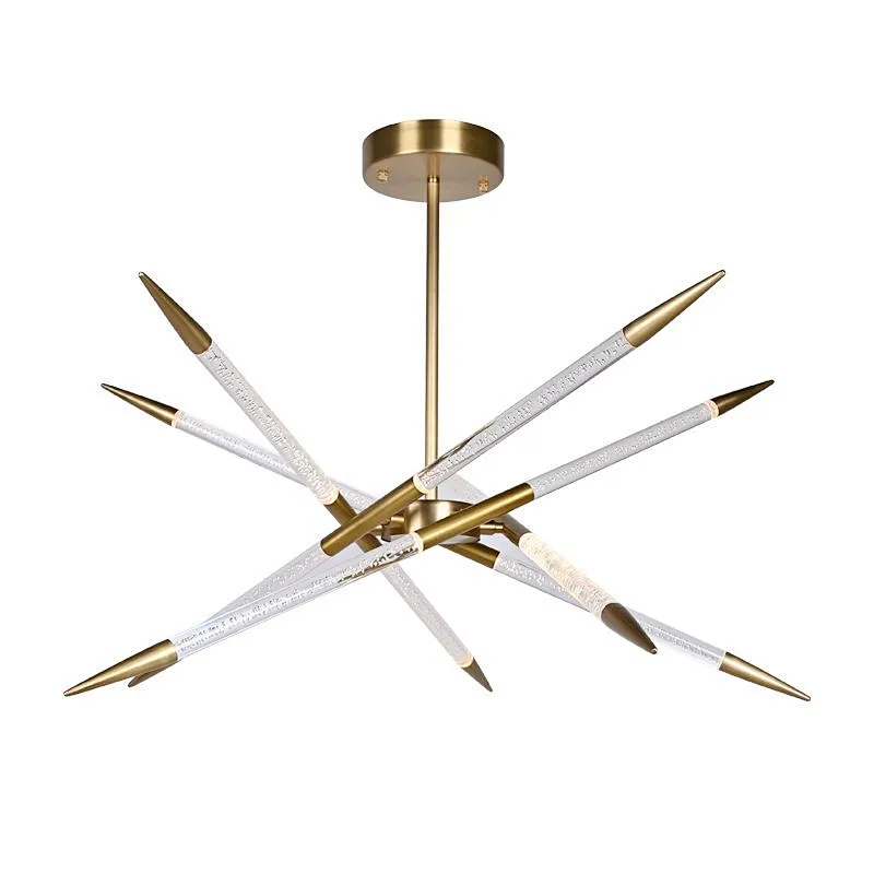Antique brass finish LED light source bubble acrylic spik chandelier for restaurant and living room