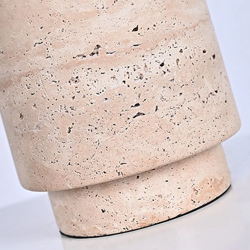 Solid natural travertine stone base table lamp with brass lampshade