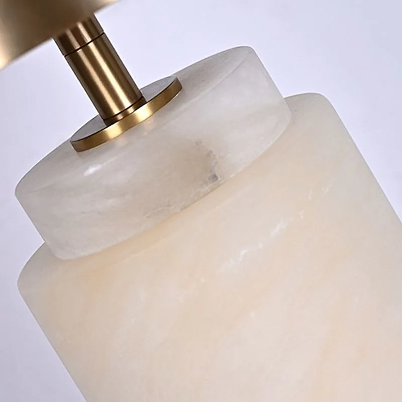 Solid alabaster stone base classic table lamp with brass finish lampshade