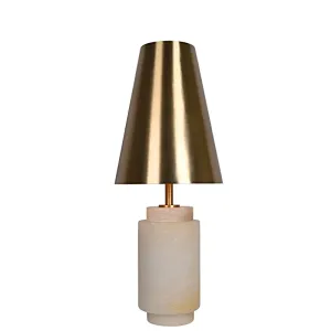 Solid alabaster stone base classic table lamp with brass finish lampshade