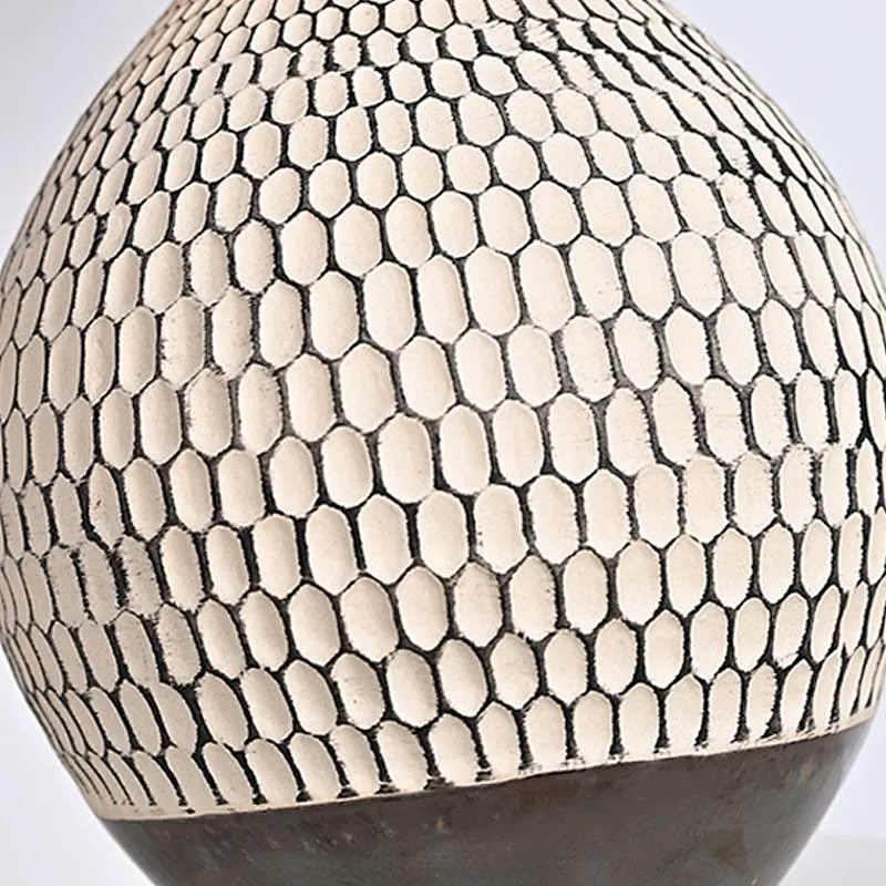 Wabi-Sabi pottery moulded honeycomb simple retro table lamp for living room
