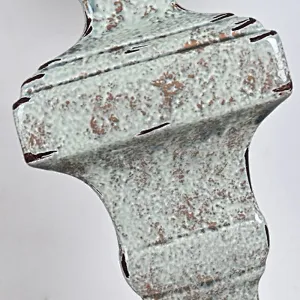 Wabi-Sabi pottery moulded rusty retro table lamp with white fabric lampshade