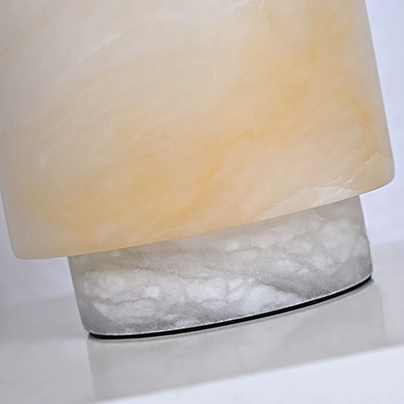 Solid alabaster stone base classic table lamp with brass finish lampshade