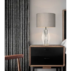 Modern Prismatic Geometric solid crystal glass fabric shade table lamp for living room bedroom