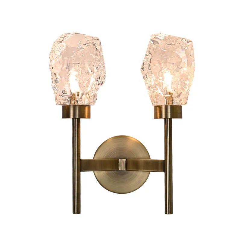 Modern Double Head Crystal Glass Wall Light Irregular Solid Wall Lamp