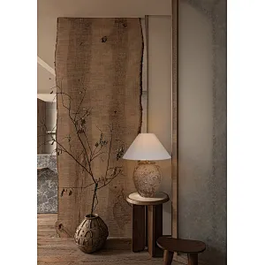 Vintage Antique Rustic Wabi Sabi Style Decor Lamp Linen Lamp Shade Ceramic Table Lamp