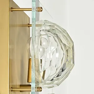 Honeycomb crystal glass ball antique brass finish sconce wall lamp for bedroom living room