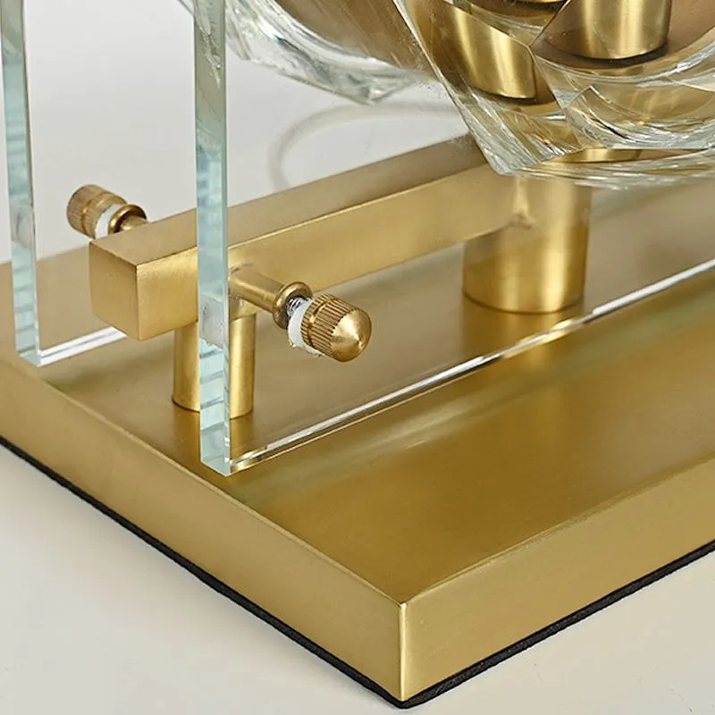 Honeycomb crystal glass ball antique brass base bedside table lamp