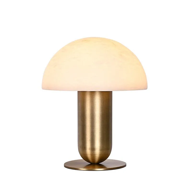 Antique brass mushroom alabaster desk table lamp for living room and study