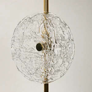 Simple design round handmade art glass fabric lampshade bedside table lamp for living room bedroom